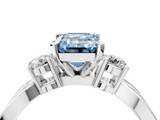 White gold Three-Stone Fancy Blue Emerald  Cut Diamond Twist Band with Prong Setting_42