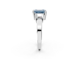 White gold Three-Stone Fancy Blue Emerald  Cut Solitaire Ring with Prong Setting_5