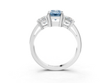 White gold Three-Stone Fancy Blue Emerald  Cut Solitaire Ring with Prong Setting_6