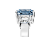 White gold Three-Stone Fancy Blue Emerald  Cut Solitaire Ring with Prong Setting_8