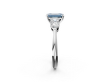 White gold Three-Stone Fancy Blue Emerald  Diamond Ring with Pear Side Stones in Four-Prong Setting_43