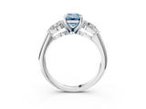 White gold Three-Stone Fancy Blue Emerald  Diamond Ring with Pear Side Stones in Four-Prong Setting_44