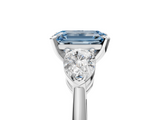 White gold Three-Stone Fancy Blue Emerald  Diamond Ring with Pear Side Stones in Four-Prong Setting_46