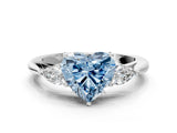 White gold Three-Stone Fancy Blue Heart Cut Brilliant Diamond Solitaire Ring with Tapered Band and Four-Prong Setting_31