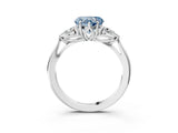 White gold Three-Stone Fancy Blue Heart Cut Brilliant Diamond Solitaire Ring with Tapered Band and Four-Prong Setting_34