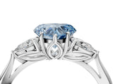 White gold Three-Stone Fancy Blue Heart Cut Brilliant Diamond Solitaire Ring with Tapered Band and Four-Prong Setting_35