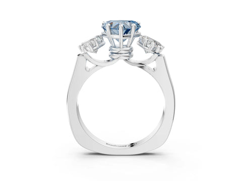 White gold Three-Stone Fancy Blue Heart Cut Brilliant Diamond Trellis Ring with Comfort Fit Band_15