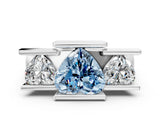 White gold Three Stone Fancy Blue Heart Cut Cut Channel Set Diamond Ring_24