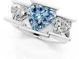 White gold Three Stone Fancy Blue Heart Cut Cut Channel Set Diamond Ring_25