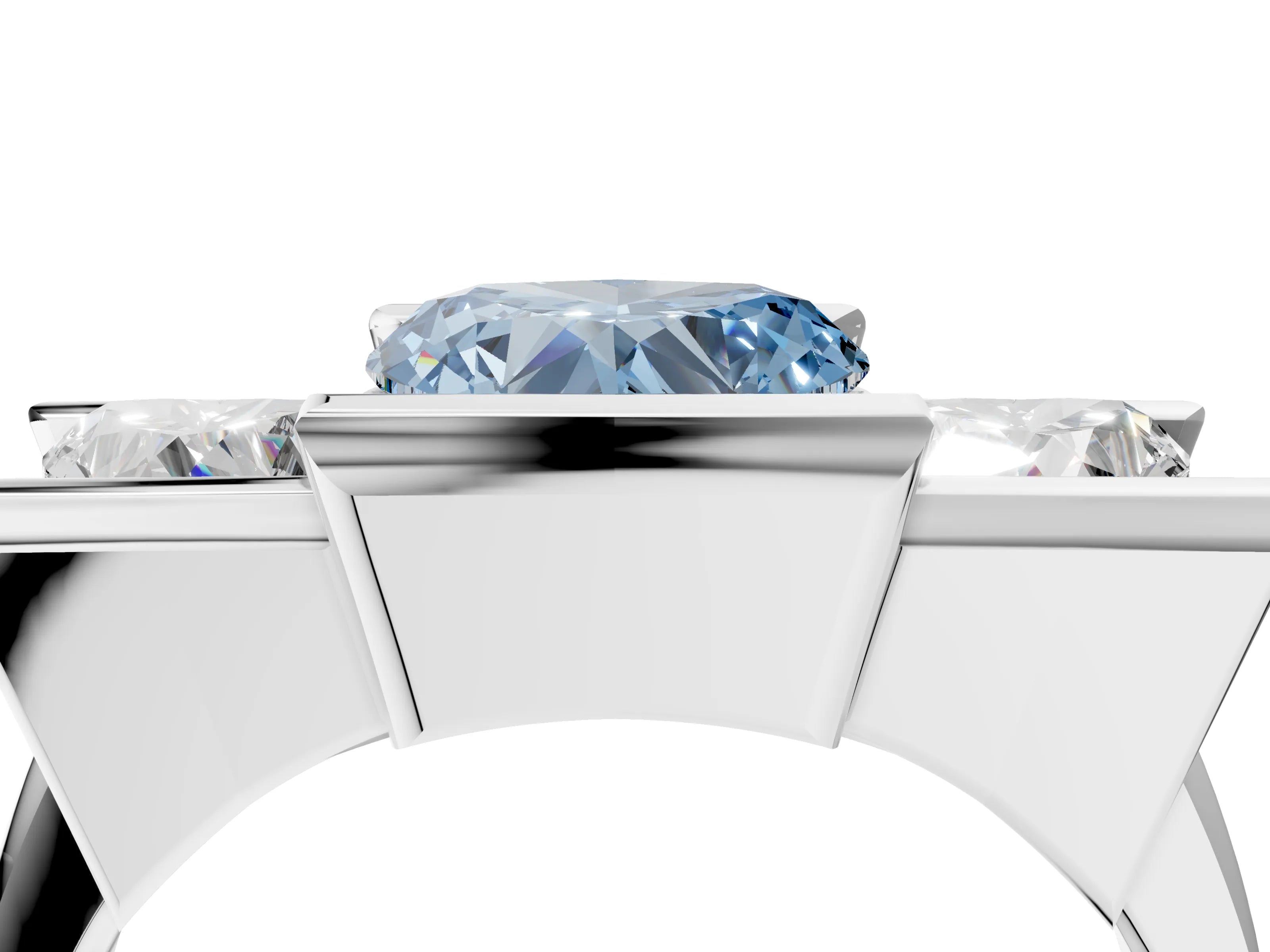 White gold Three Stone Fancy Blue Heart Cut Cut Channel Set Diamond Ring_28