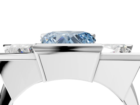 White gold Three Stone Fancy Blue Heart Cut Cut Channel Set Diamond Ring_28