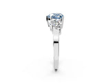 White gold Three-Stone Fancy Blue Heart Cut Cut Diamond Engagement Ring with Flat Band and Four-Prong Setting_14