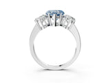 White gold Three-Stone Fancy Blue Heart Cut Cut Diamond Engagement Ring with Flat Band and Four-Prong Setting_15