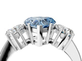 White gold Three-Stone Fancy Blue Heart Cut Cut Diamond Engagement Ring with Flat Band and Four-Prong Setting_16