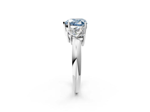 White gold Three-Stone Fancy Blue Heart Cut Cut Diamond Engagement Ring with Prong Setting on a White Gold Band_14