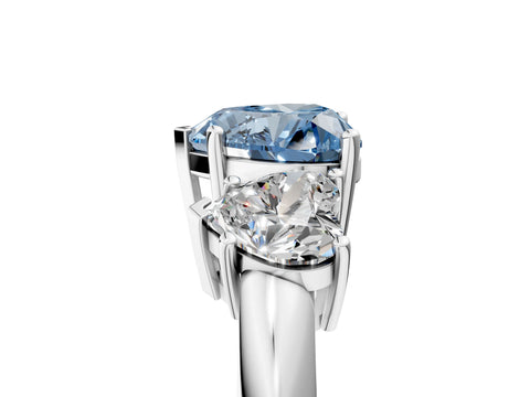 White gold Three-Stone Fancy Blue Heart Cut Cut Diamond Engagement Ring with Prong Setting on a White Gold Band_17