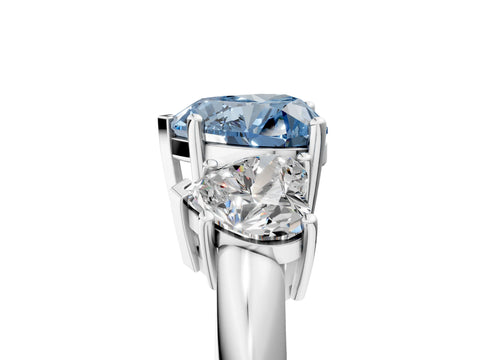 White gold Three-Stone Fancy Blue Heart Cut Cut Diamond Engagement Ring with Prong Setting on a White Gold Band_17