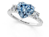 White gold Three-Stone Fancy Blue Heart Cut Cut Diamond Pavé Band with Prong Setting_28