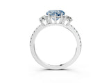 White gold Three-Stone Fancy Blue Heart Cut Cut Diamond Pavé Band with Prong Setting_30