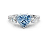 White gold Three-Stone Fancy Blue Heart Cut Cut Diamond Pavé Band with Prong Setting_33