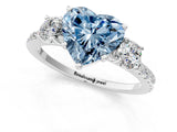 White gold Three-Stone Fancy Blue Heart Cut Cut Diamond Pavé Band with Prong Setting_34