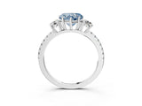 White gold Three-Stone Fancy Blue Heart Cut Cut Diamond Pavé Band with Prong Setting_36