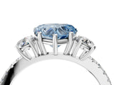 White gold Three-Stone Fancy Blue Heart Cut Cut Diamond Pavé Band with Prong Setting_55