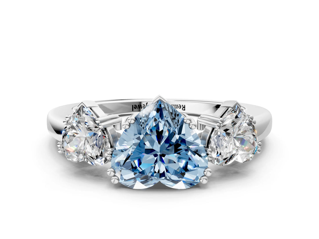 White gold Three-Stone Fancy Blue Heart Cut Cut Diamond Ring with Channel Set Band and Four-Prong Setting_36