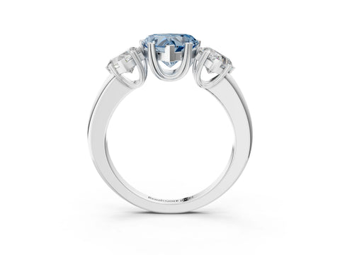 White gold Three-Stone Fancy Blue Heart Cut Cut Diamond Ring with Channel Set Band and Four-Prong Setting_3