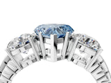 White gold Three-Stone Fancy Blue Heart Cut Cut Diamond Ring with Channel-Set Band and Prong Setting_4