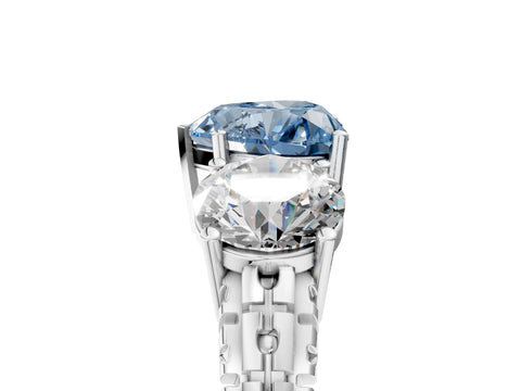 White gold Three-Stone Fancy Blue Heart Cut Cut Diamond Ring with Channel-Set Band and Prong Setting_5