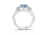 White gold Three-Stone Fancy Blue Heart Cut Cut Diamond Ring with Prong Setting and Classic Band_3