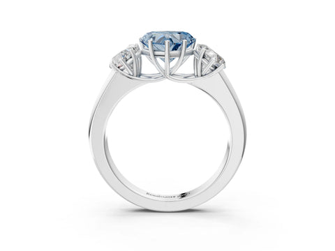 White gold Three-Stone Fancy Blue Heart Cut Cut Diamond Ring with Prong Setting and Classic Band_3