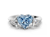 White gold Three-Stone Fancy Blue Heart Cut Cut Diamond Ring with Trillion Side Stones and Four-Prong Setting_11