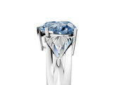 White gold Three-Stone Fancy Blue Heart Cut Cut Diamond Ring with Trillion Side Stones on a Split Shank Band_5