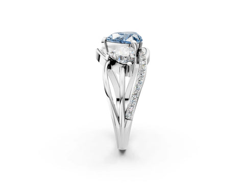 White gold Three-Stone Fancy Blue Heart Cut Cut Diamond Split Shank Prong Set Ring_14