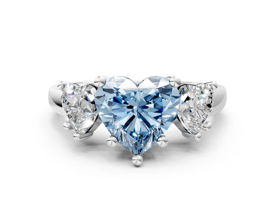 White gold Three-Stone Fancy Blue Heart Cut Cut Solitaire Ring with Classic Prong Setting_12