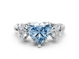 White gold Three-Stone Fancy Blue Heart Cut Cut Solitaire Ring with Classic Prong Setting_12