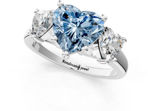 White gold Three-Stone Fancy Blue Heart Cut Cut Solitaire Ring with Classic Prong Setting_13