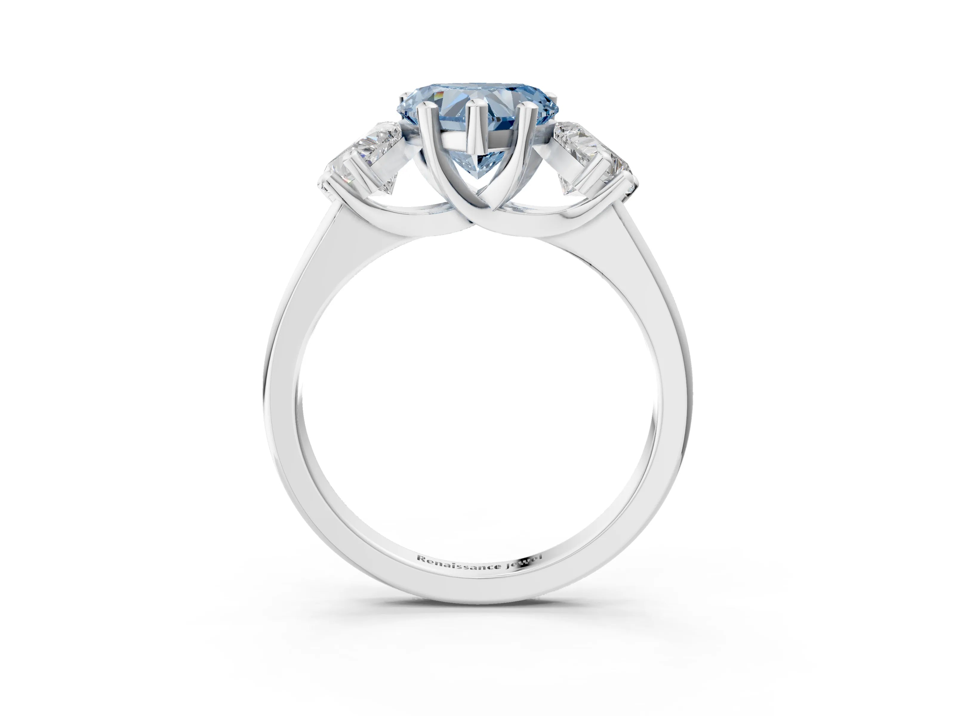White gold Three-Stone Fancy Blue Heart Cut Cut Solitaire Ring with Classic Prong Setting_15
