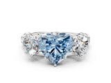 White gold Three-Stone Fancy Blue Heart Cut Diamond Braided Band Ring with Four-Prong Setting_20
