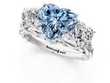 White gold Three-Stone Fancy Blue Heart Cut Diamond Braided Band Ring with Four-Prong Setting_21