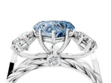 White gold Three-Stone Fancy Blue Heart Cut Diamond Braided Band Ring with Four-Prong Setting_24