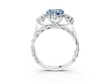 White gold Three-Stone Fancy Blue Heart Cut Diamond Braided Band Ring with Four-Prong Setting_43