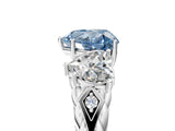 White gold Three-Stone Fancy Blue Heart Cut Diamond Braided Band Ring with Four-Prong Setting_45