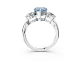 White gold Three-Stone Fancy Blue Heart Cut Diamond Channel Set Engagement Ring with Prong Setting_15
