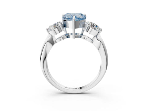 White gold Three-Stone Fancy Blue Heart Cut Diamond Channel Set Engagement Ring with Prong Setting_15