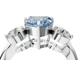 White gold Three-Stone Fancy Blue Heart Cut Diamond Channel Set Engagement Ring with Prong Setting_16