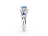 White gold Three-Stone Fancy Blue Heart Cut Diamond Engagement Ring with Pave Band and Prong Setting_14