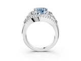 White gold Three-Stone Fancy Blue Heart Cut Diamond Engagement Ring with Pave Band and Prong Setting_15